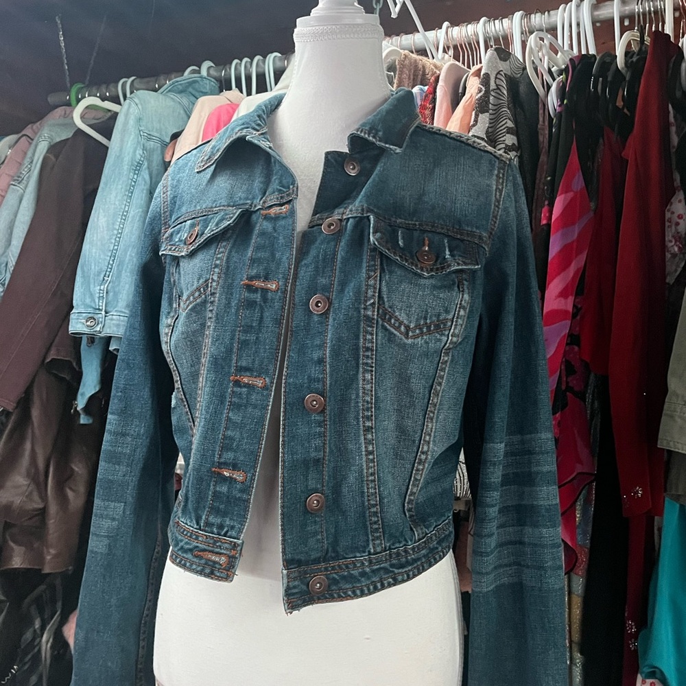 dark blue denim jacket